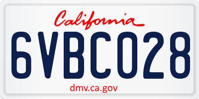 CA license plate 6VBC028