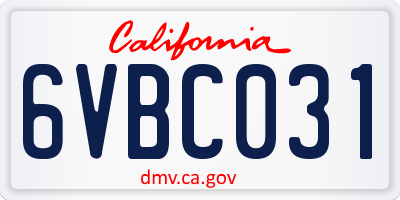 CA license plate 6VBC031