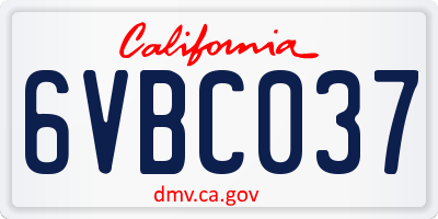 CA license plate 6VBC037