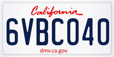 CA license plate 6VBC040