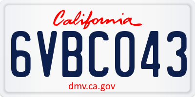 CA license plate 6VBC043