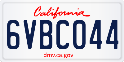 CA license plate 6VBC044