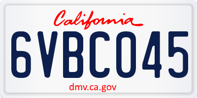 CA license plate 6VBC045