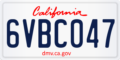 CA license plate 6VBC047