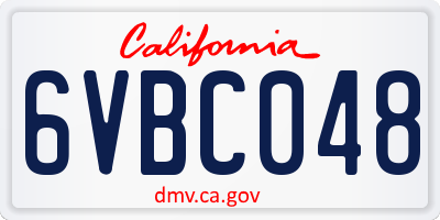 CA license plate 6VBC048