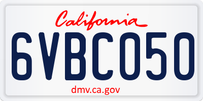 CA license plate 6VBC050