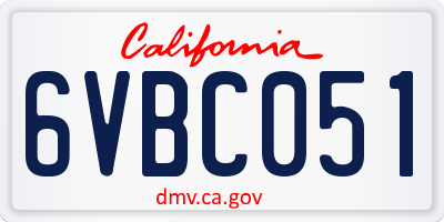 CA license plate 6VBC051
