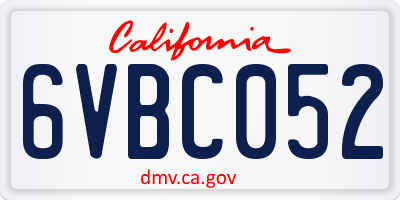CA license plate 6VBC052