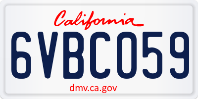 CA license plate 6VBC059