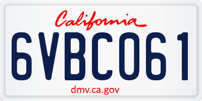 CA license plate 6VBC061