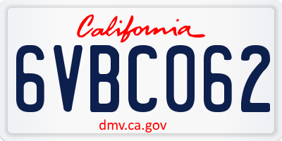 CA license plate 6VBC062