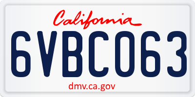 CA license plate 6VBC063