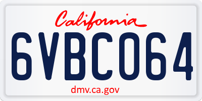 CA license plate 6VBC064