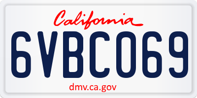 CA license plate 6VBC069