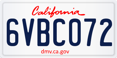 CA license plate 6VBC072