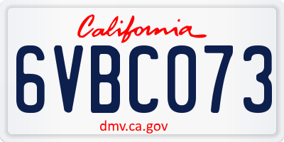 CA license plate 6VBC073