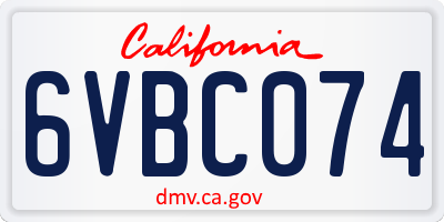 CA license plate 6VBC074