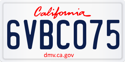 CA license plate 6VBC075