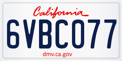 CA license plate 6VBC077