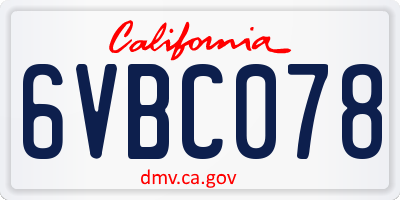 CA license plate 6VBC078
