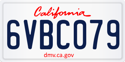 CA license plate 6VBC079