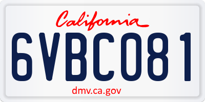 CA license plate 6VBC081