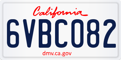 CA license plate 6VBC082