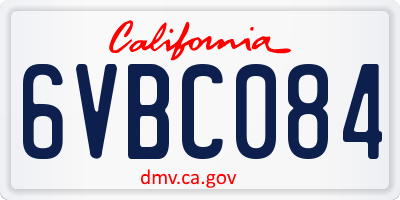 CA license plate 6VBC084