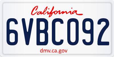 CA license plate 6VBC092