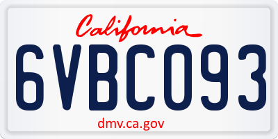 CA license plate 6VBC093