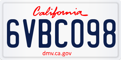 CA license plate 6VBC098