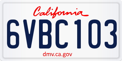 CA license plate 6VBC103