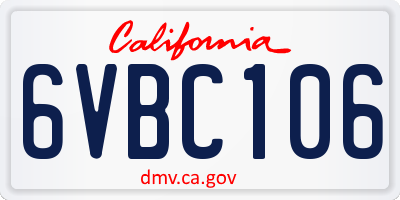 CA license plate 6VBC106