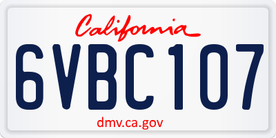 CA license plate 6VBC107
