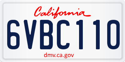 CA license plate 6VBC110