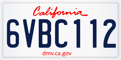 CA license plate 6VBC112