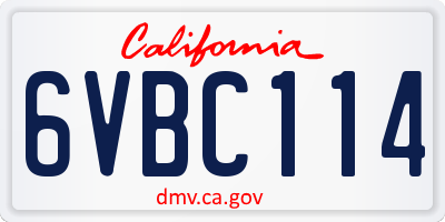 CA license plate 6VBC114