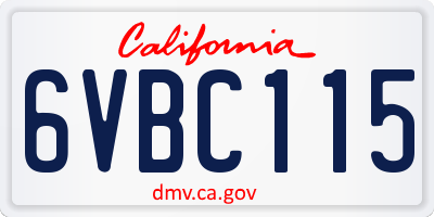 CA license plate 6VBC115