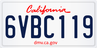 CA license plate 6VBC119