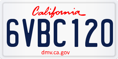 CA license plate 6VBC120