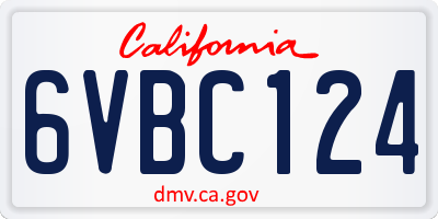 CA license plate 6VBC124