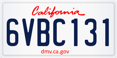 CA license plate 6VBC131