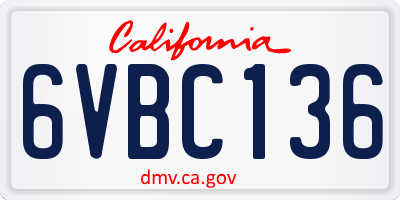 CA license plate 6VBC136