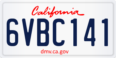 CA license plate 6VBC141