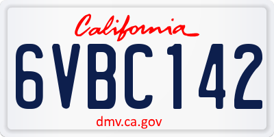 CA license plate 6VBC142