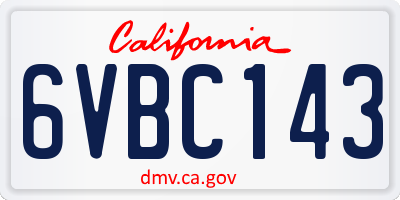 CA license plate 6VBC143