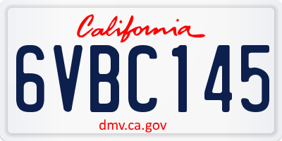 CA license plate 6VBC145