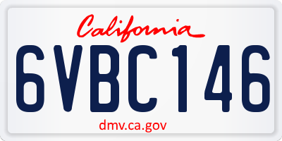 CA license plate 6VBC146