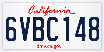 CA license plate 6VBC148