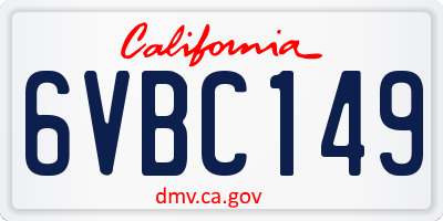 CA license plate 6VBC149